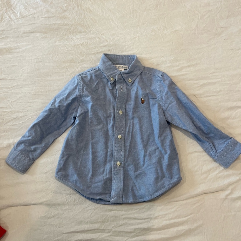 Ralph Lauren Light Blue Iconic Oxford Boys’ Button Down Shirt 18M